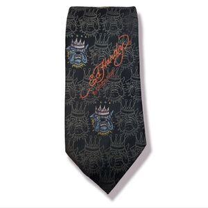 Ed Hardy bulldog silk necktie